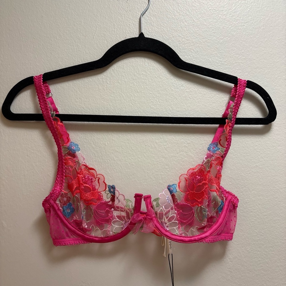 Love & Lemons Luella Underwire Lace Bra XS BNWT Floral Sheer Lingerie Coquette